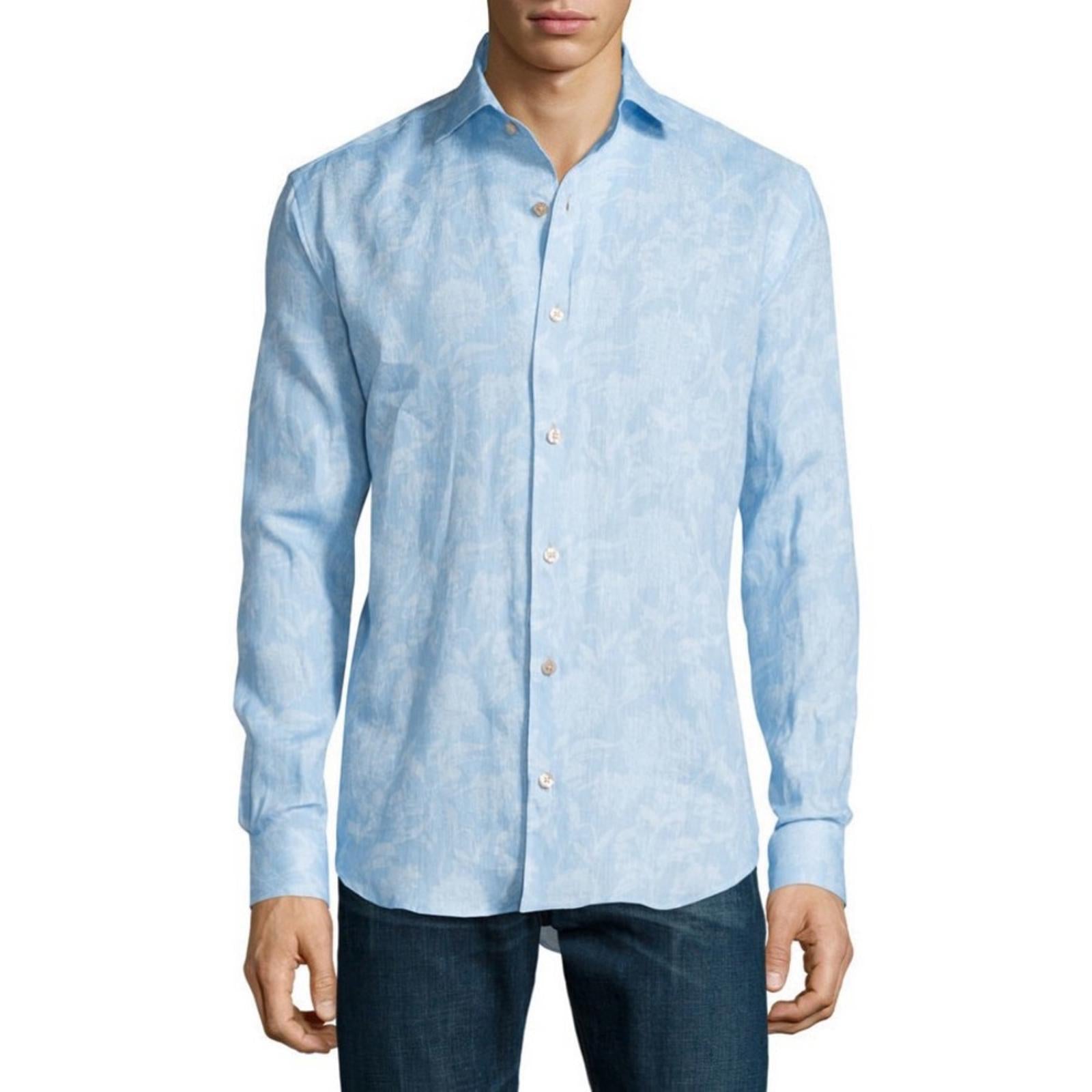 BOGOSSE Blue Jacquard Button-Up Dress Shirt, NWT, Size 8/4X