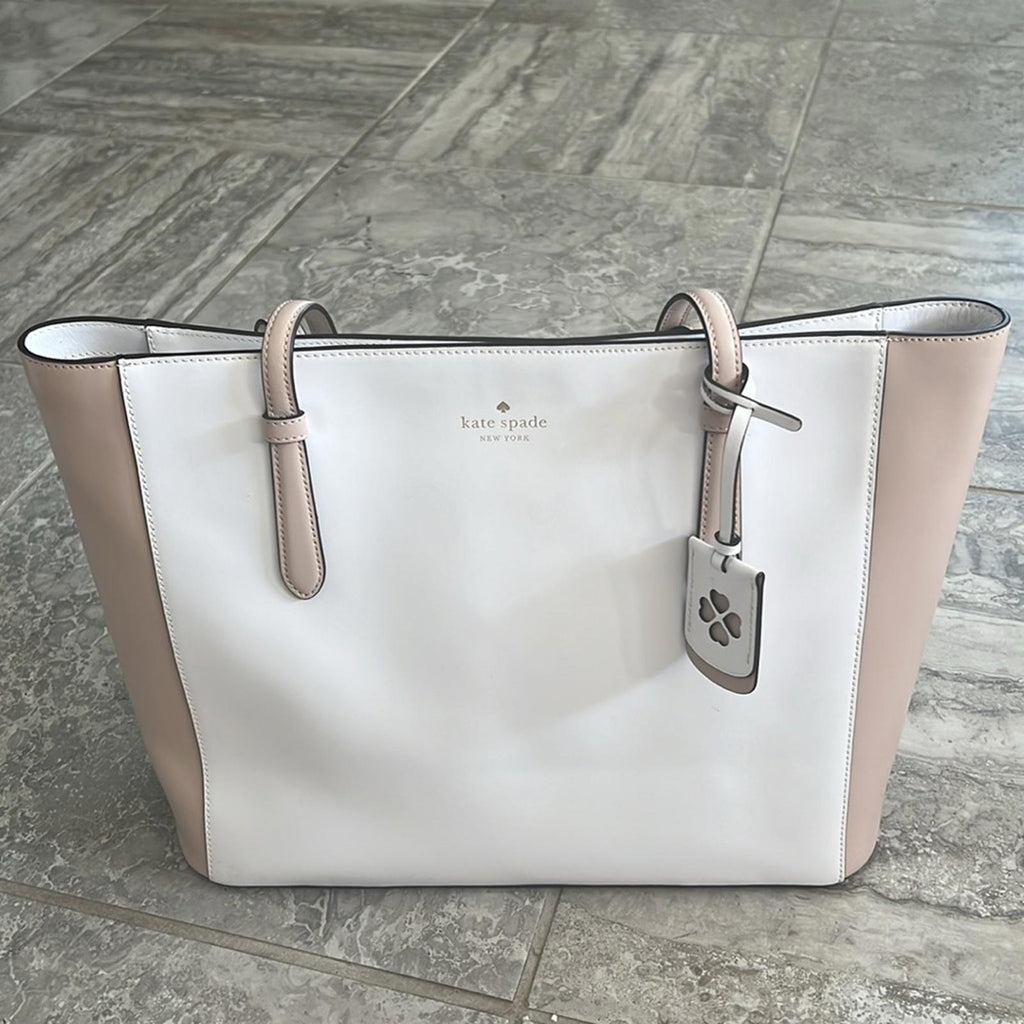 Kate Spade New York Schuyler Medium Tote in White/Beige EXCELLENT! Retail $329