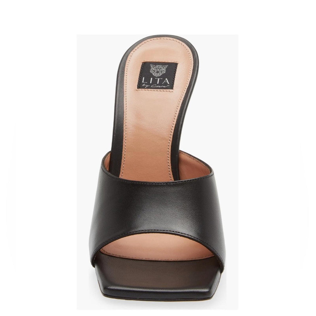 LITA by Ciara Black Solid Square Toe Slide Sandals, L1028-11 Size 42 New in Box