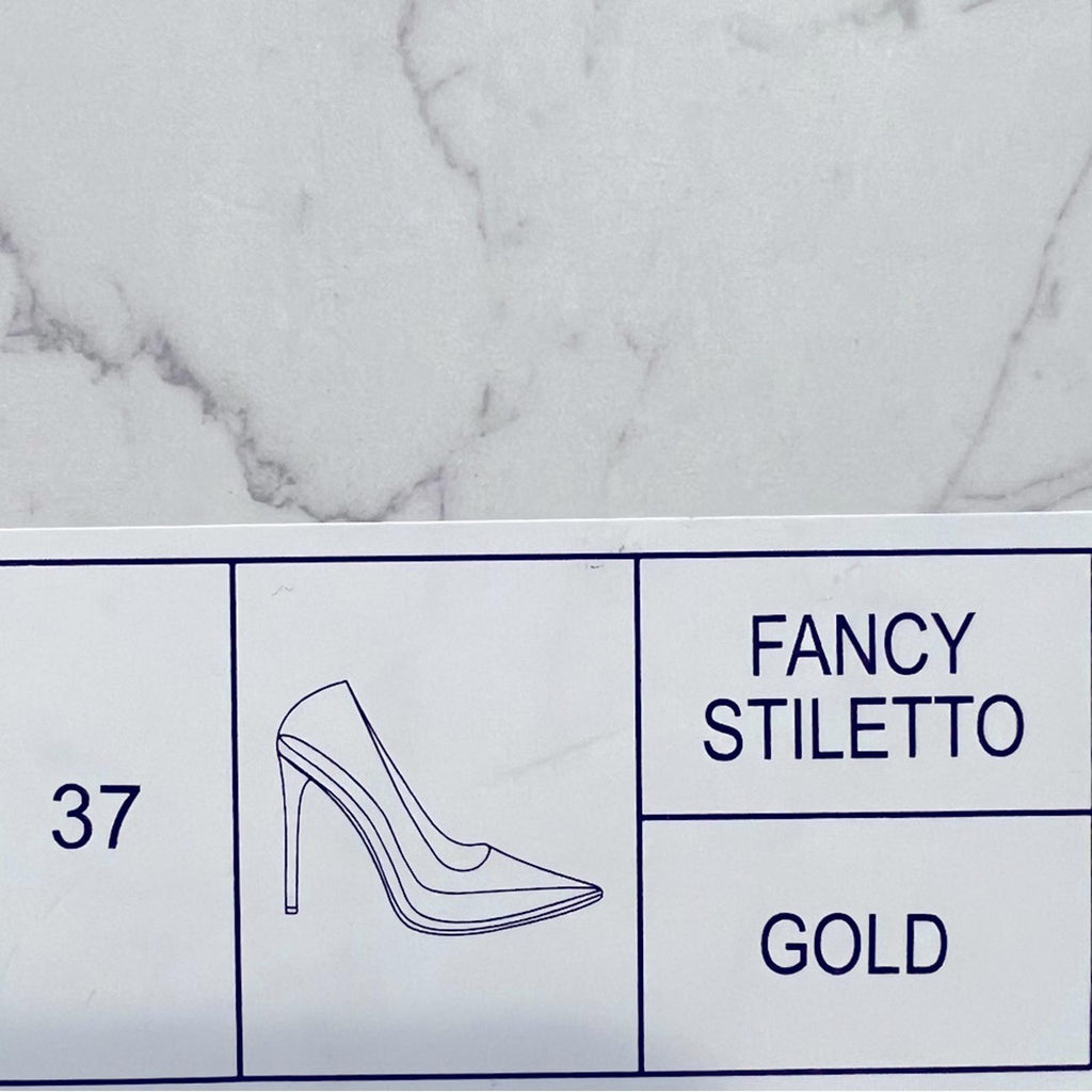 Jessica Rich Fancy Stiletto Clear Vinyl Pumps, Gold Size 37 NEW in Box