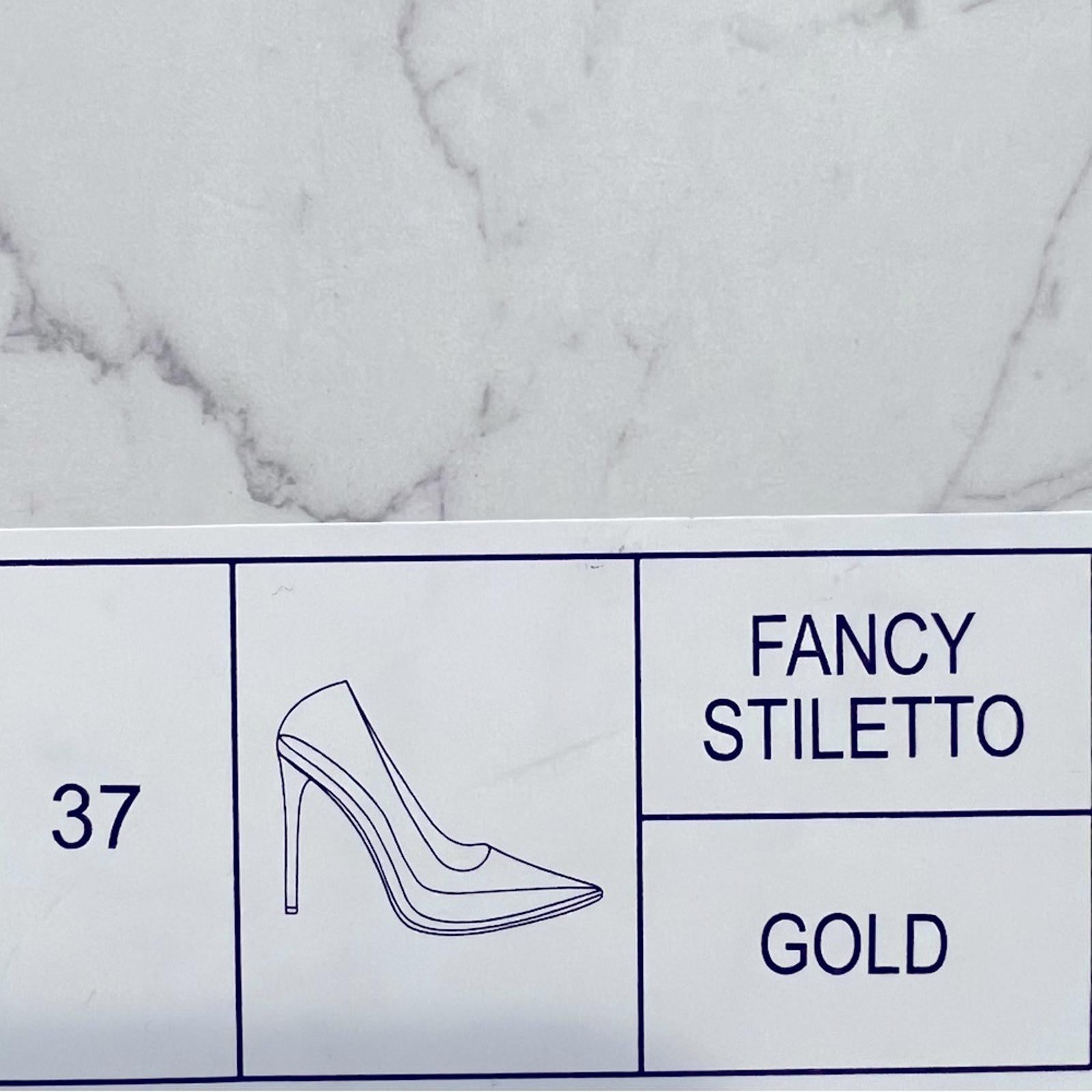 Jessica Rich Fancy Stiletto Clear Vinyl Pumps, Gold Size 37 NEW in Box