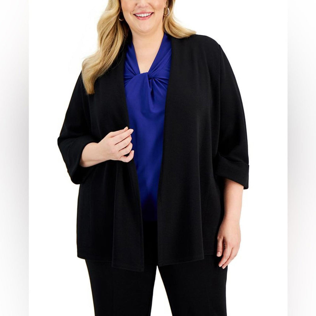 KASPER Plus Size Open-Front Cardigan in Black, Size 1X New w/Tag $109