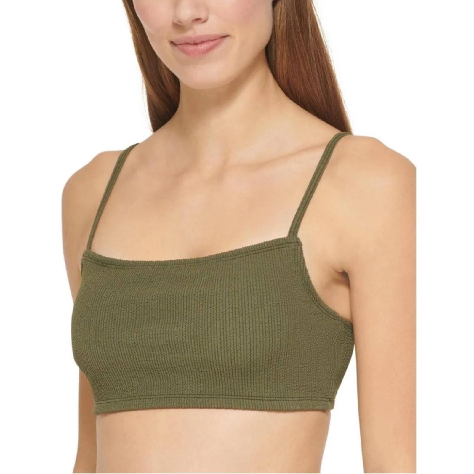 DKNY Women’s Ribbed Solid Bikini Swim Top, Size L NEW w/Tag