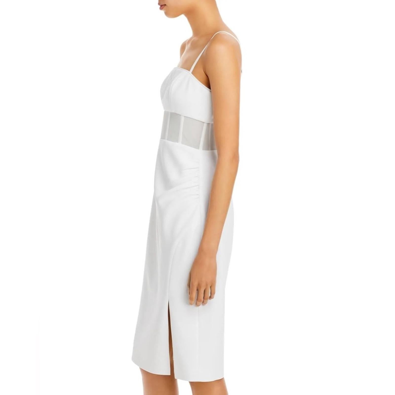 BCBGMaxazria STRAPLESS Illusion Waist Dress, White Size 10, Retail $298
