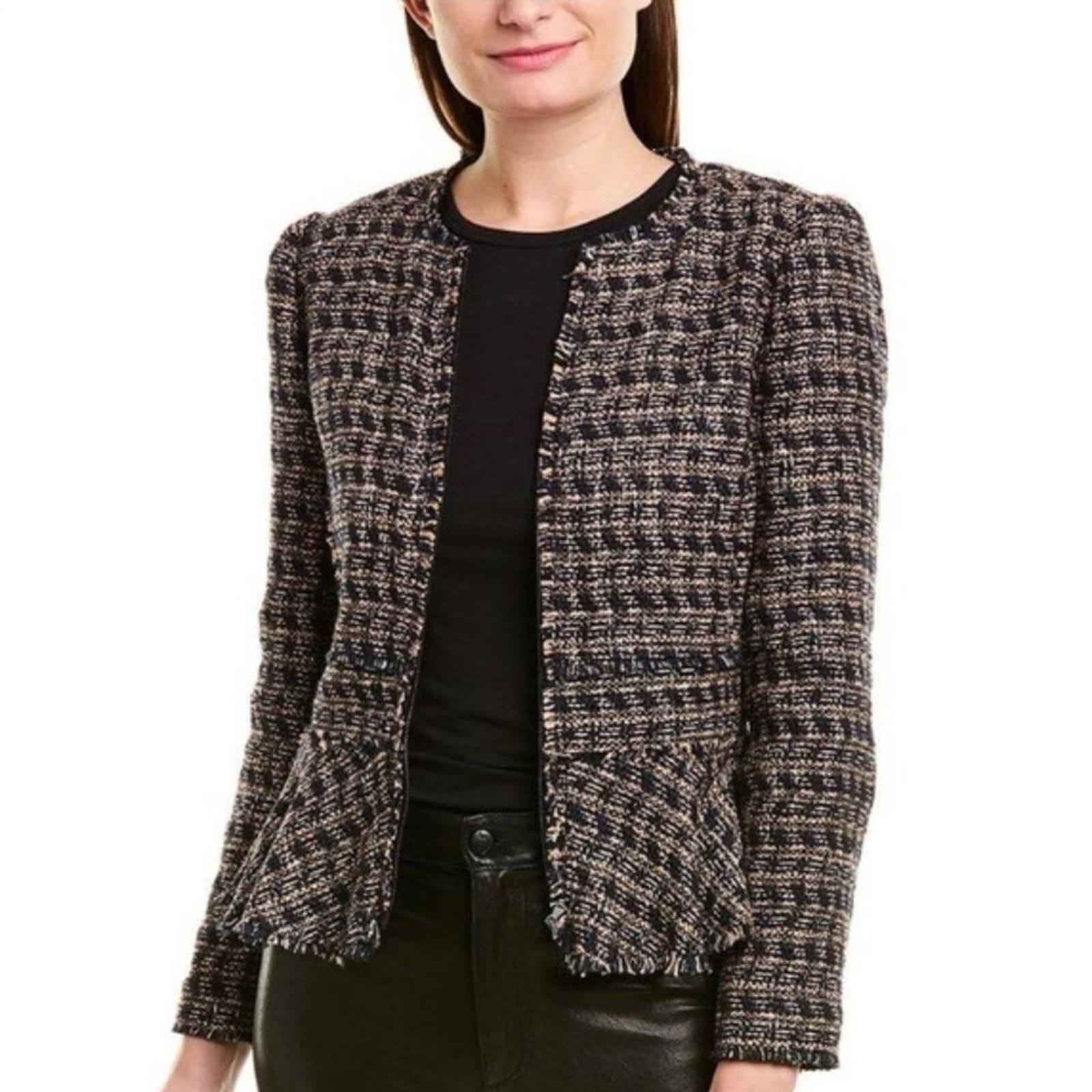 Rebecca Taylor Multi Tweed Ruffle Blazer Jacket, NWT, Size 10