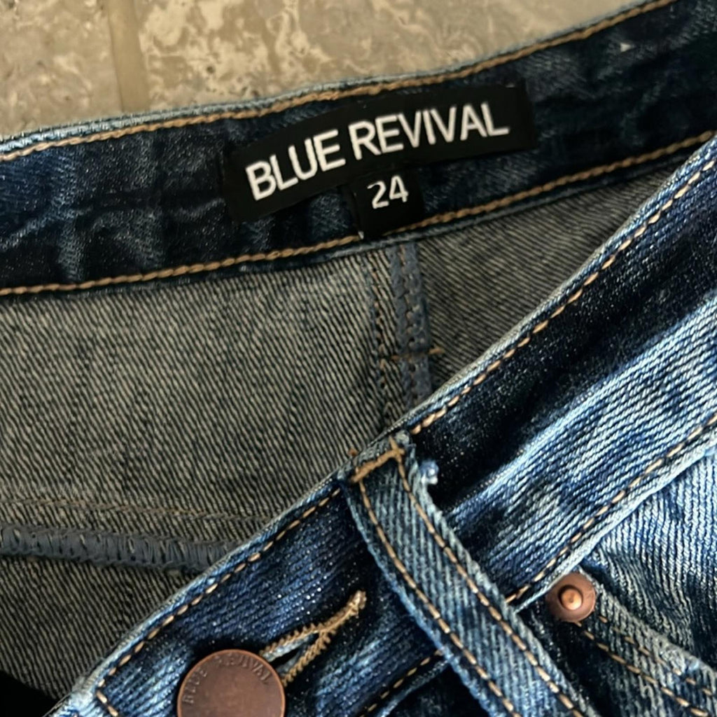 Blue Revival Boyfriend Distressed Jeans in Blue/Monaco Size 24 New w/Tag $139