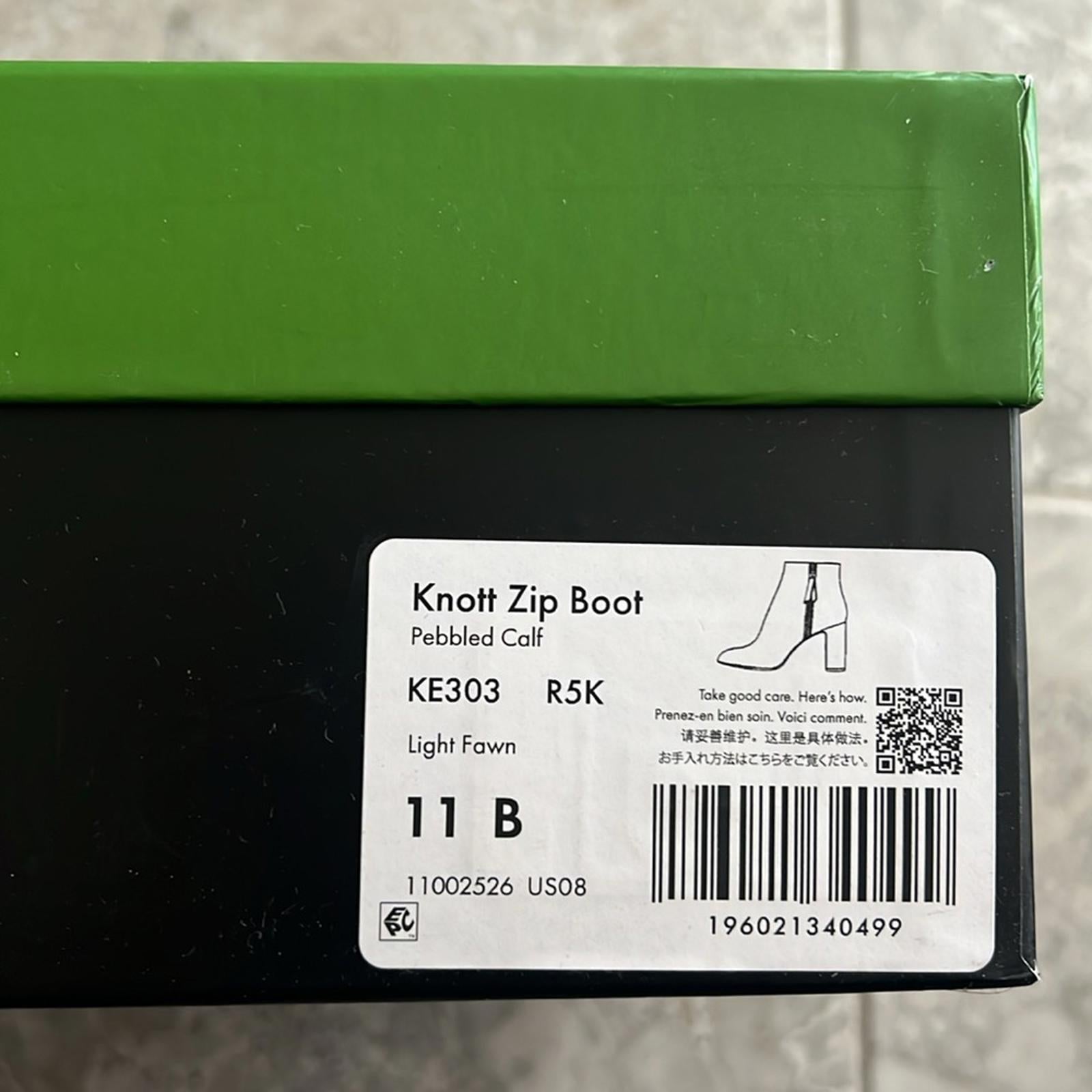 Kate Spade Knott Zip Booties, Light Fawn Pebble Calf Leather Size 11 New in Box