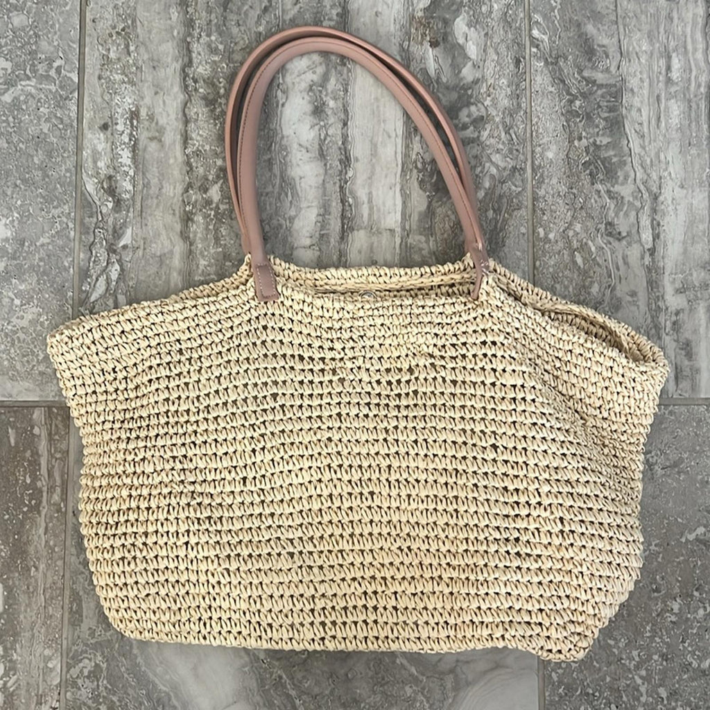 AQUA Extra-Large Woven Tote, NEW