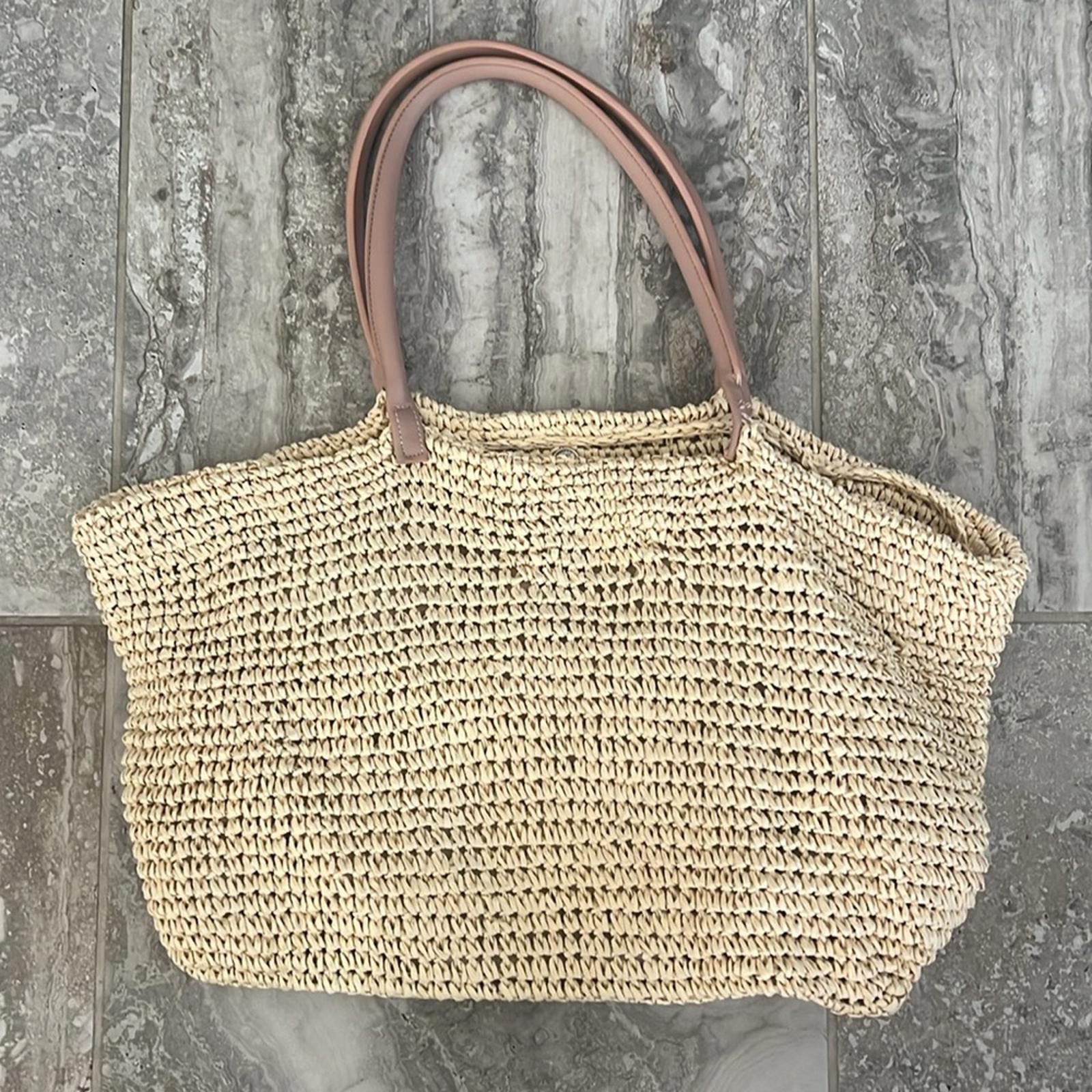 AQUA Extra-Large Woven Tote, NEW
