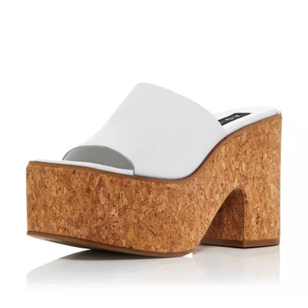Aqua Oliva Slip On Platform High Heel Sandals in White Leather Size 9 New in Box