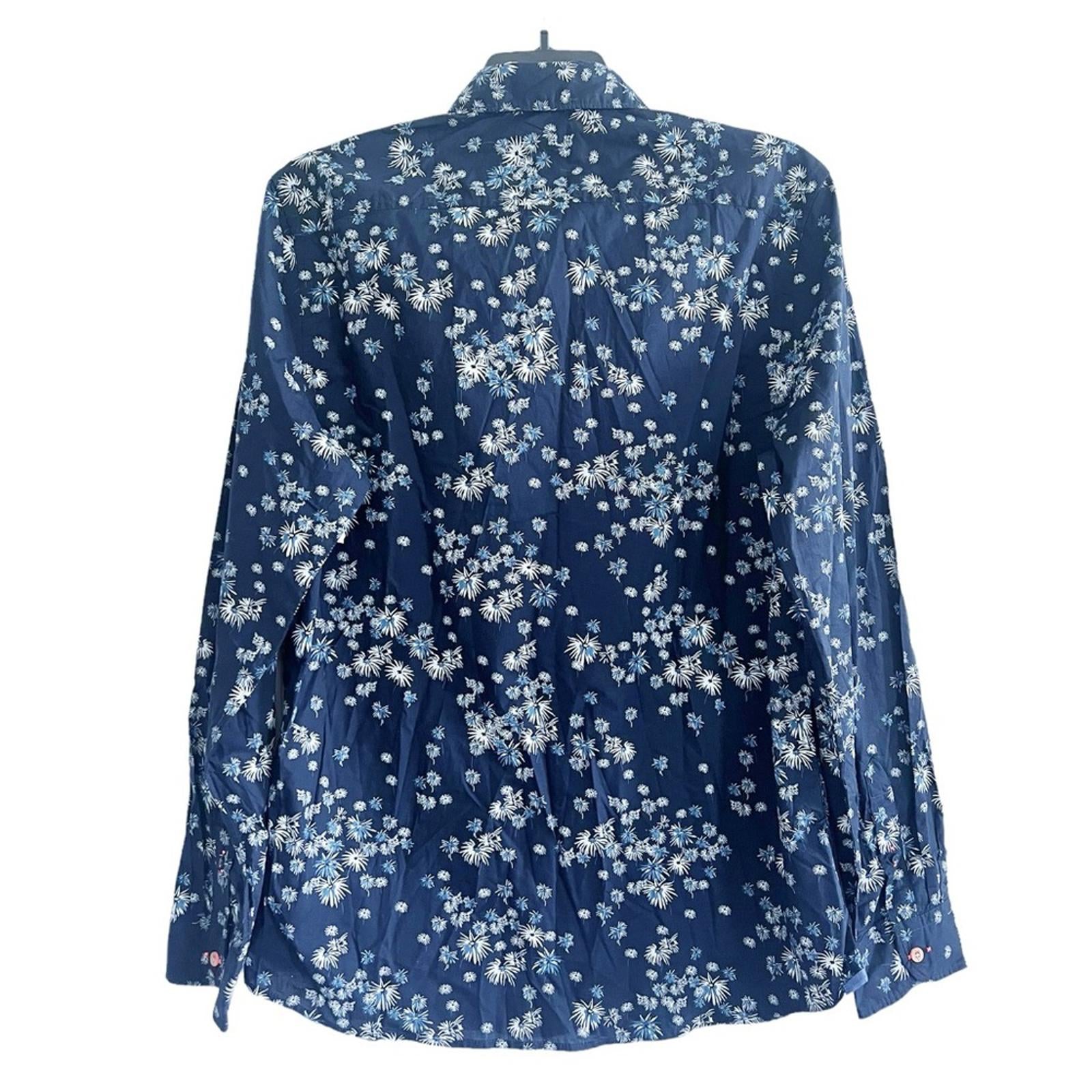 Scotch & Soda Slim Fit Poplin Fireworks Button Up Shirt Navy Size XL Retail $195
