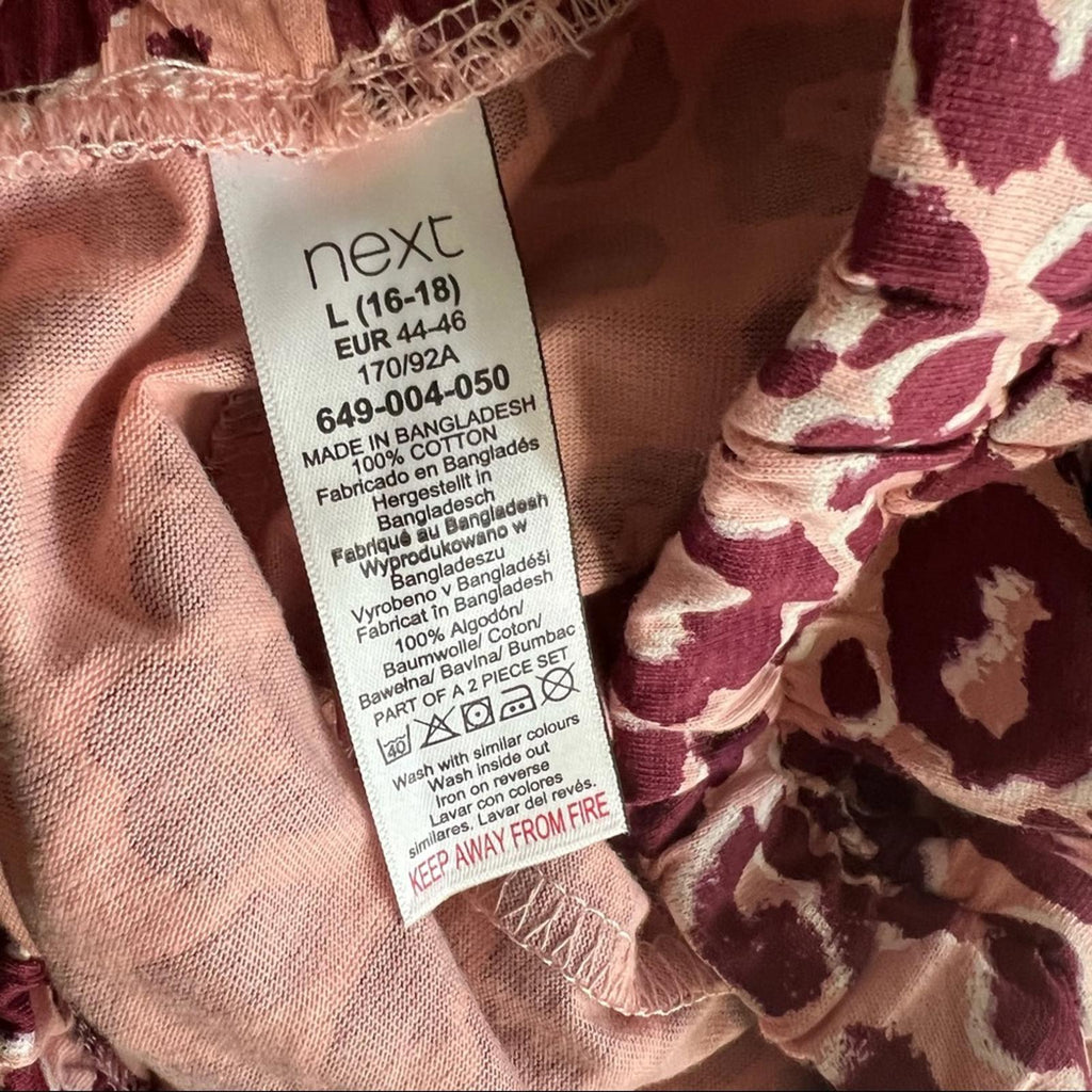 Next 2-Pc Pajama Set Follow Your Dreams Top & Shorts Animal Print Size L NWT