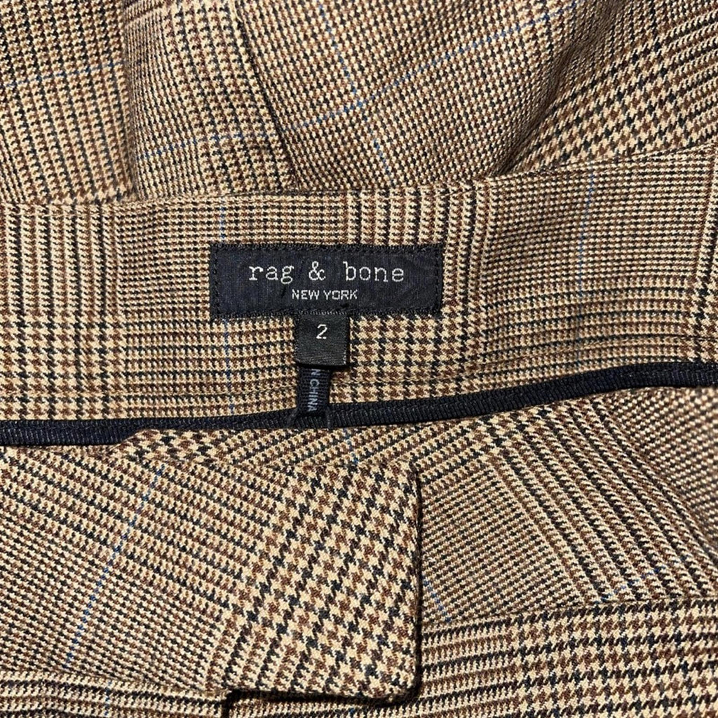rag & bone Rebecca Glen Plaid Pants in Brown/Beige, Size 2 NEW w/Tag $375