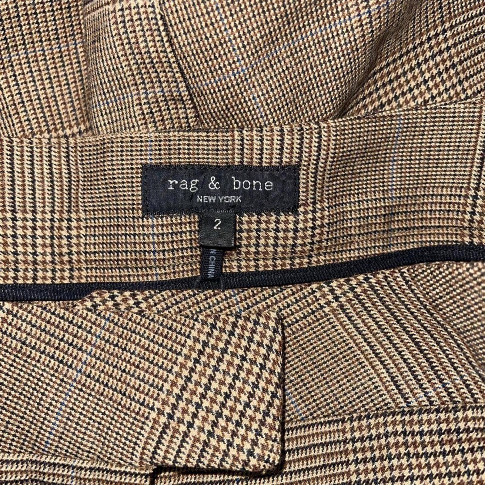 rag & bone Rebecca Glen Plaid Pants in Brown/Beige, Size 2 NEW w/Tag $375