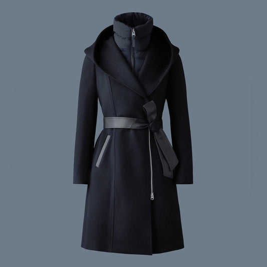 Mackage SHIA Water Resistant Wool Coat w/Removable Puffer Insert Blk Size XL NWT