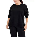 ID Solid Crewneck Fleece Sweatshirt, Black Plus Size 3X New w/Tag