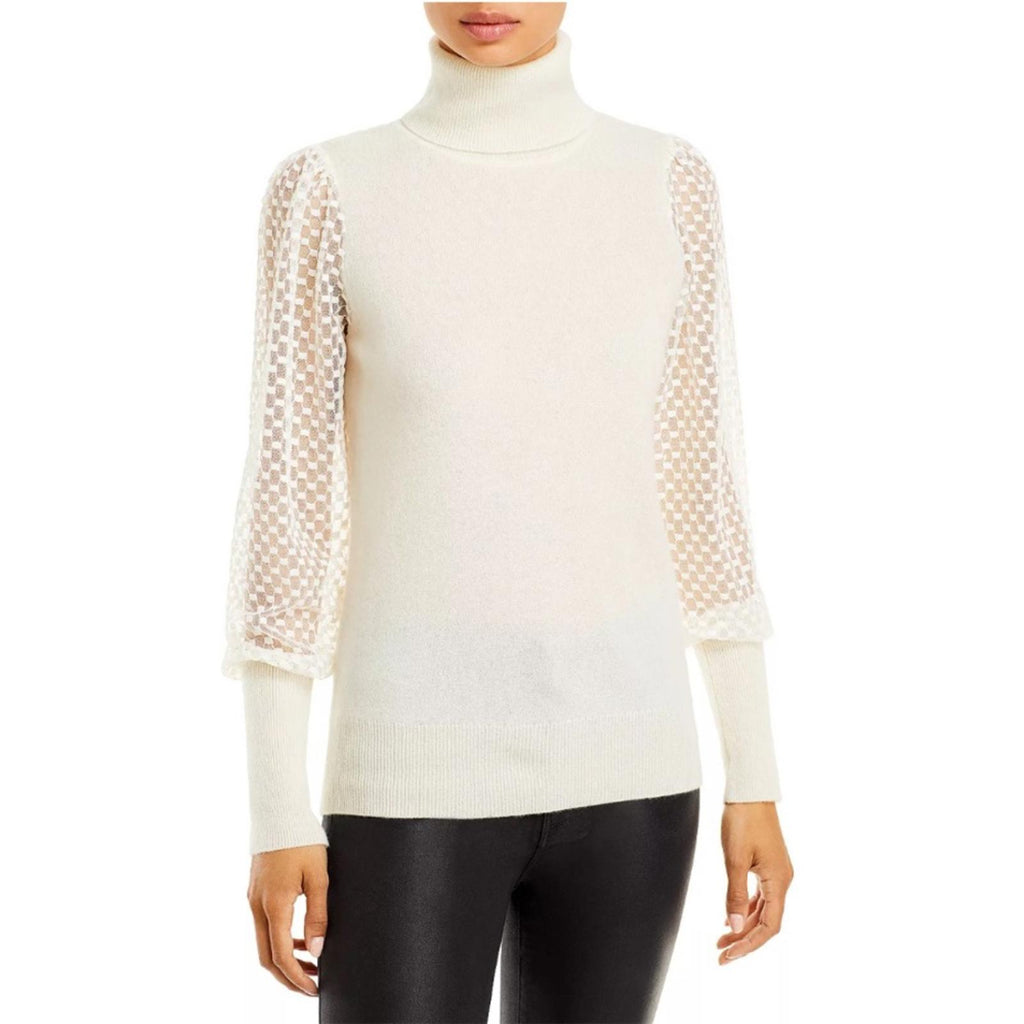 Cashmere Mesh Sleeve Turtleneck Sweater from C by Bloomingdale's Size XS NWT