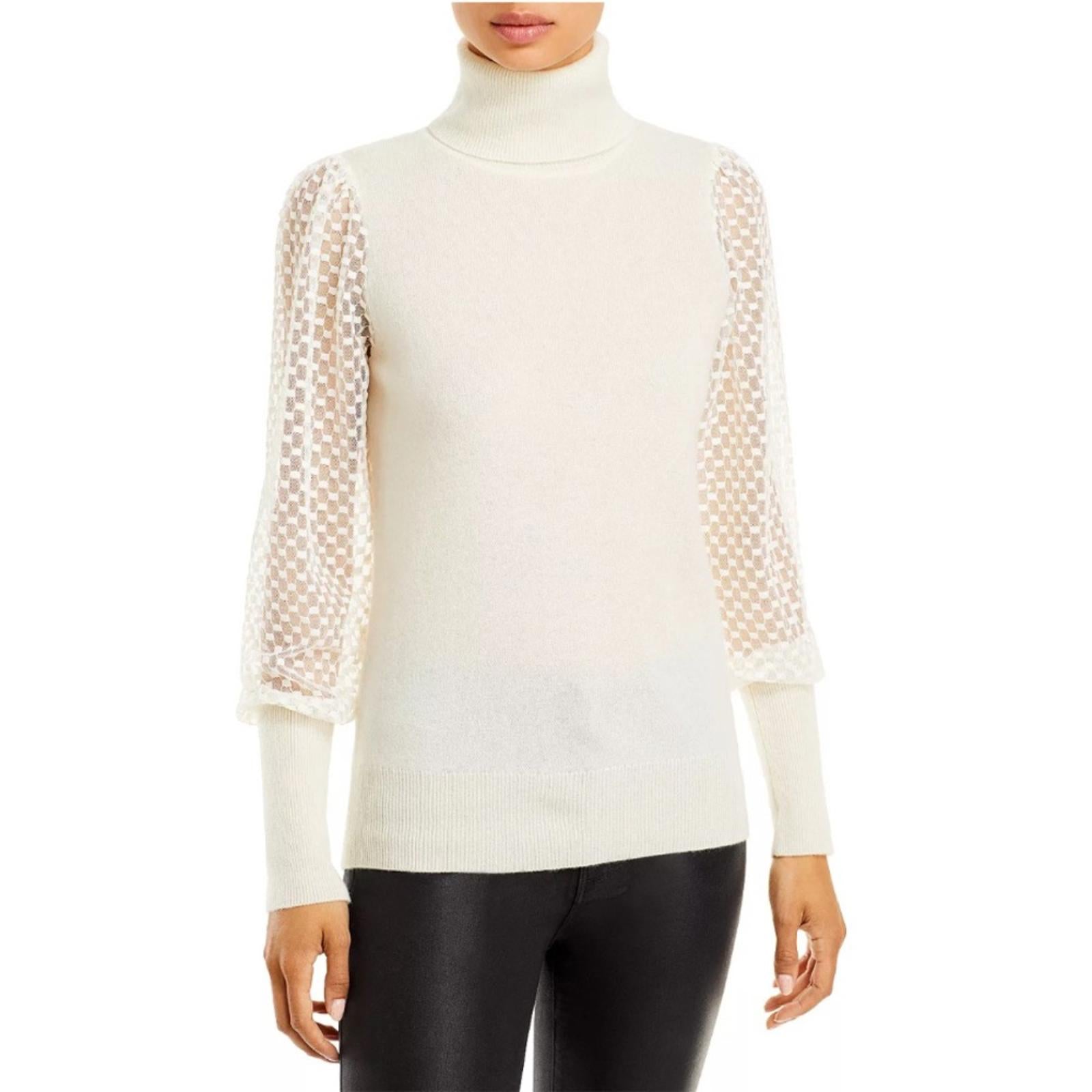 Cashmere Mesh Sleeve Turtleneck Sweater from C by Bloomingdale's Size XS NWT