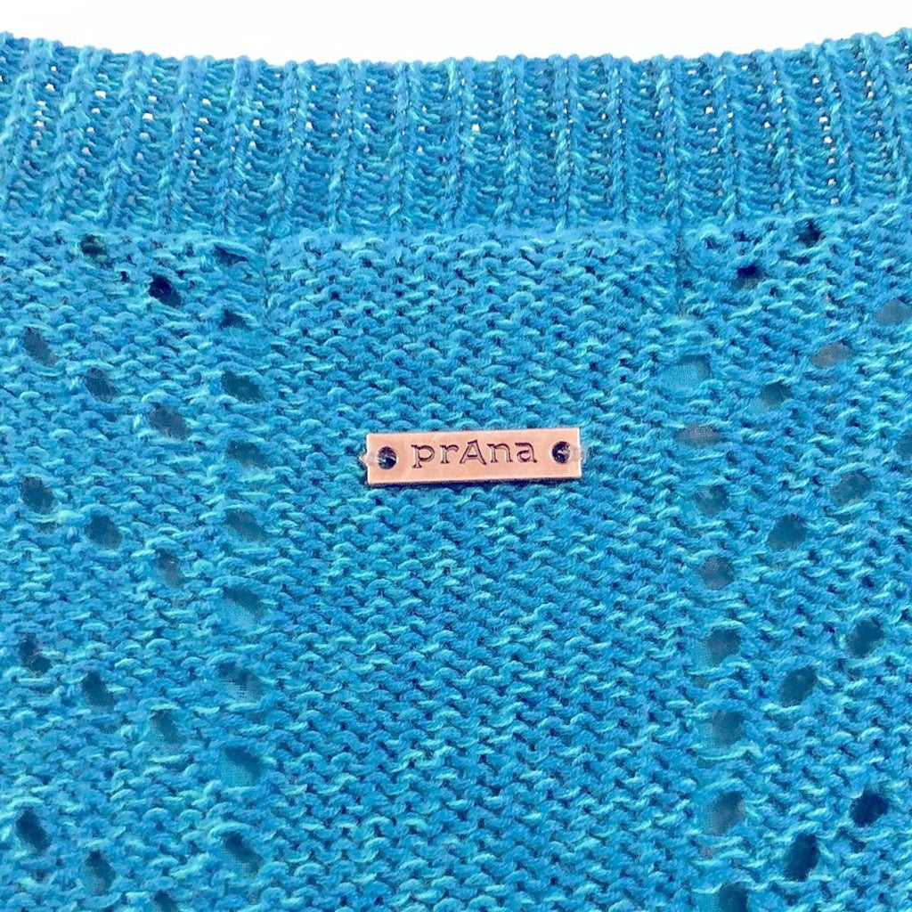 Prana Ellery V-Neck Oversized Sweater in Mosaic Blue, Size S, New w/Tag