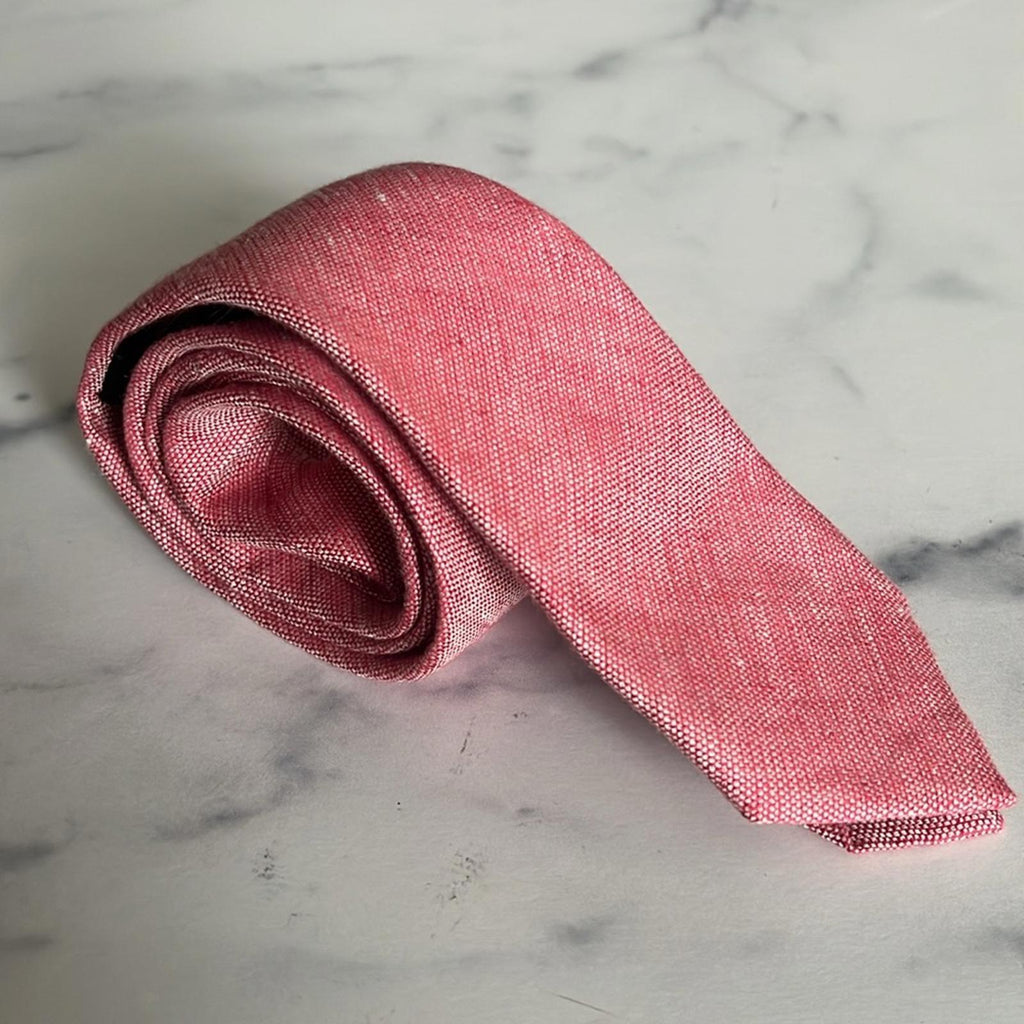 Zegna Lino Linen Medium Red Solid Neck Tie, One Size, New w/Tag