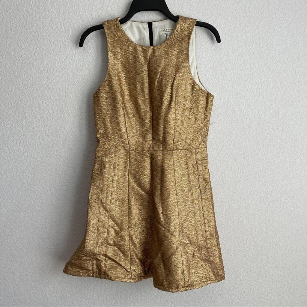 Rag & Bone Gold Renard Brocade Dress, Size 2 EXCELLENT $495