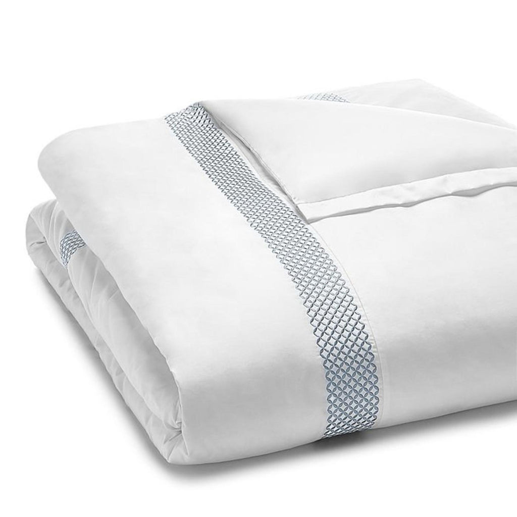 Hudson Park Collection Blue 500TC Embroidered Geo Duvet Cover, Twin NWT $340
