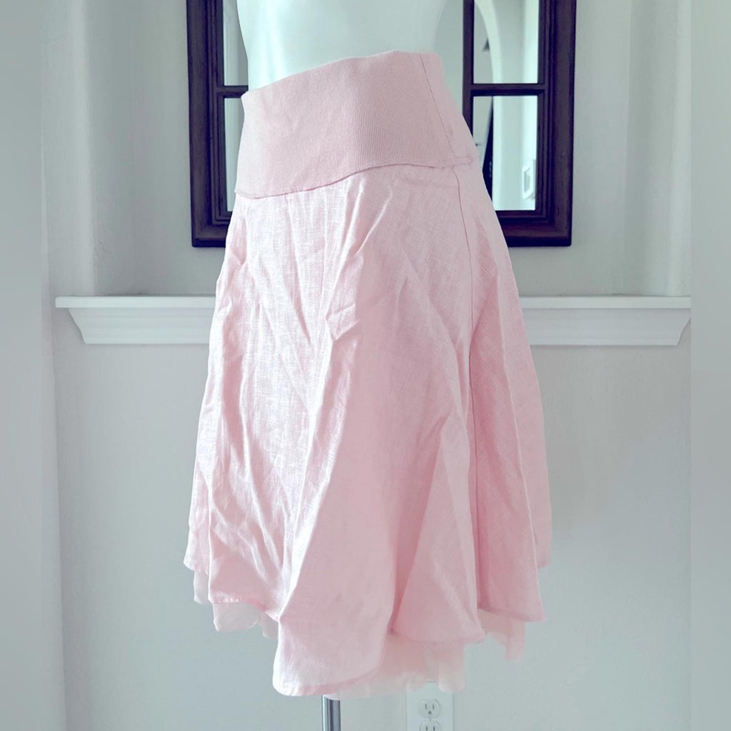 For Joseph Linen Midi Skirt in Blush Pink, NEW, Size L