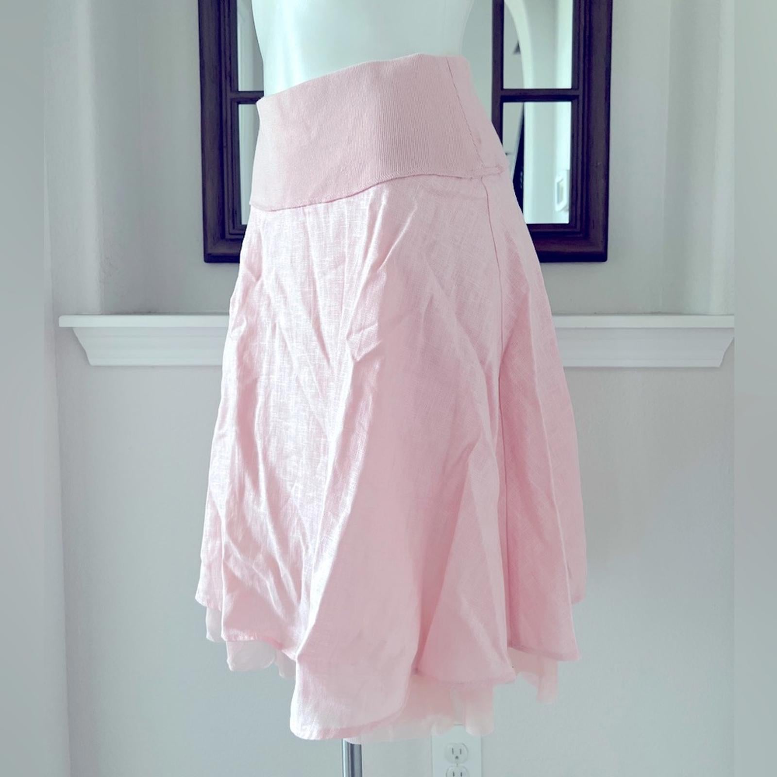 For Joseph Linen Midi Skirt in Blush Pink, NEW, Size L