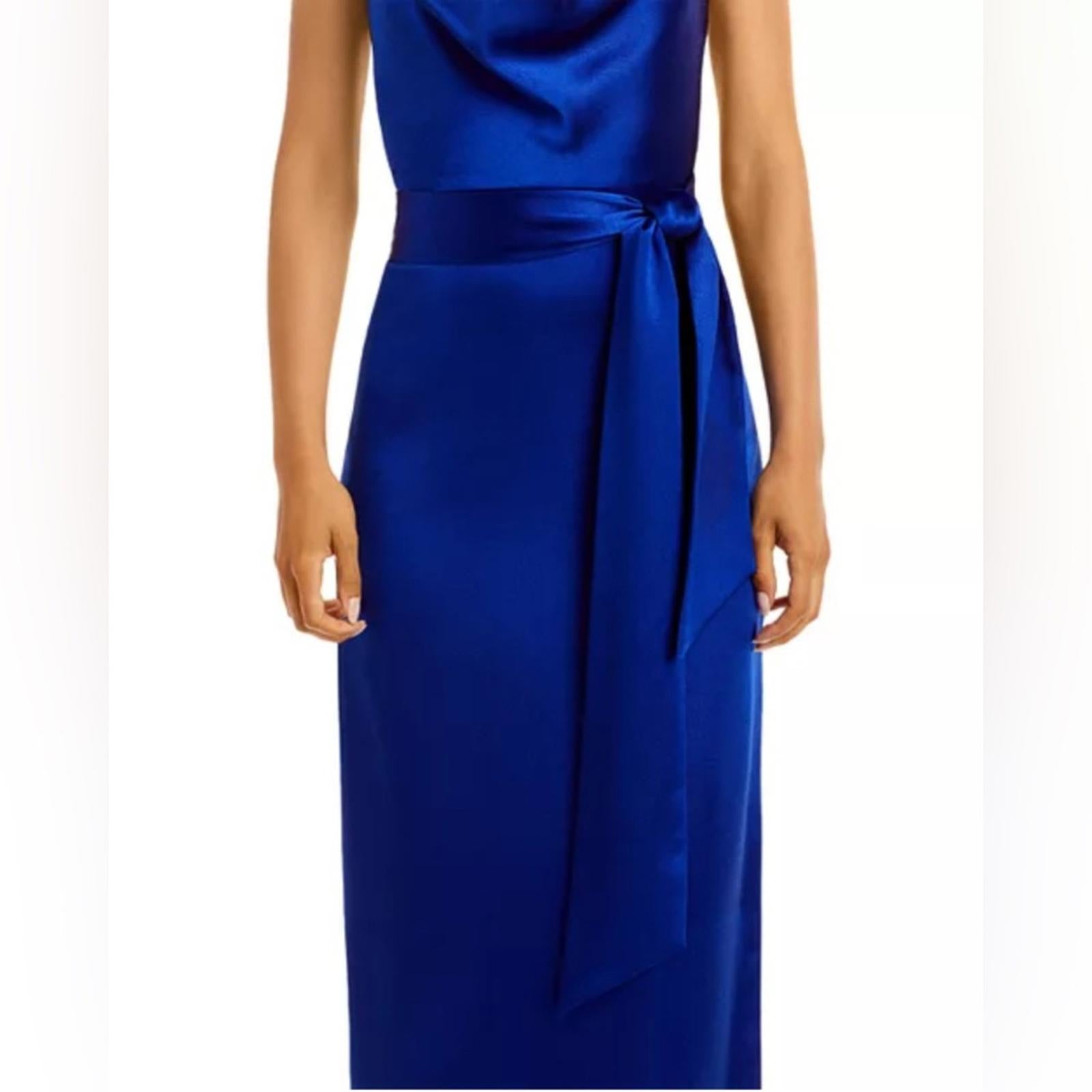 Aidan Mattox Satin Cowl Neck Gown in Royal Sapphire, Size 0 NEW w/Tag $220