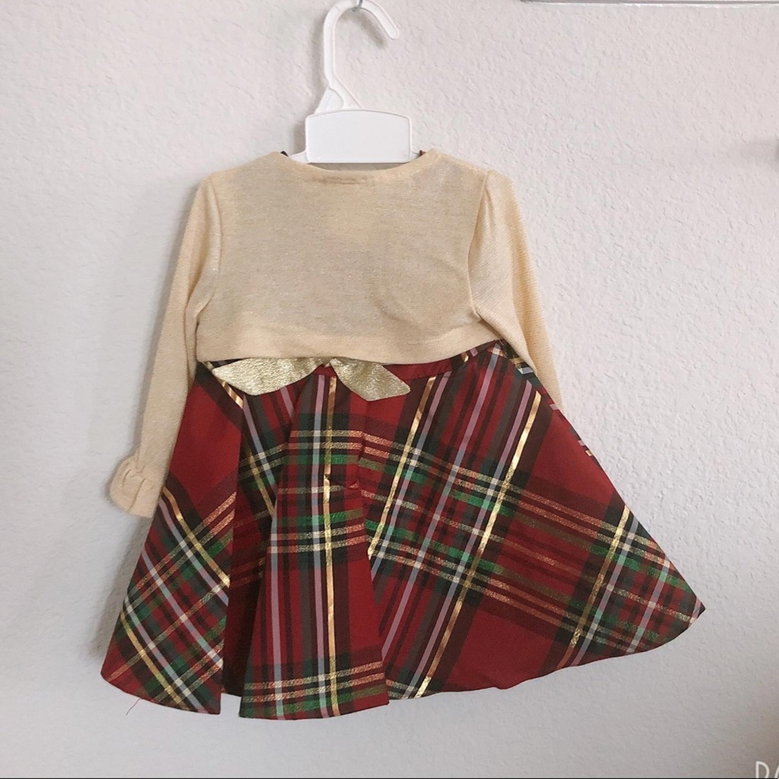 Rare Editions 3-Piece Plaid Taffeta Fit & Flare Dress+Cardigan w/Panty Size 18 M