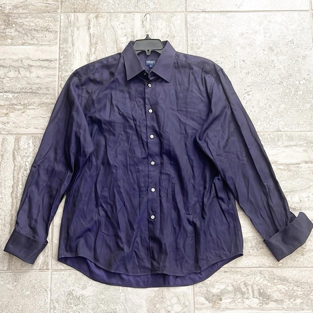 KENZO Homme Iridescent Long-Sleeve Dress Shirt in Purple, Size 43/17 EXCELLENT!