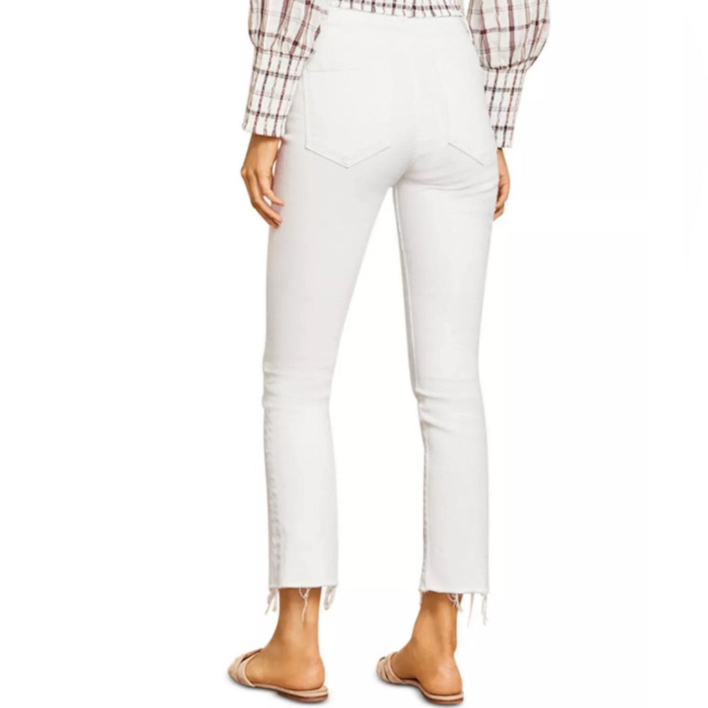Veronica Beard Jean Carly Raw Hem Kick Flare Jeans White Size 24 New w/Tag $218