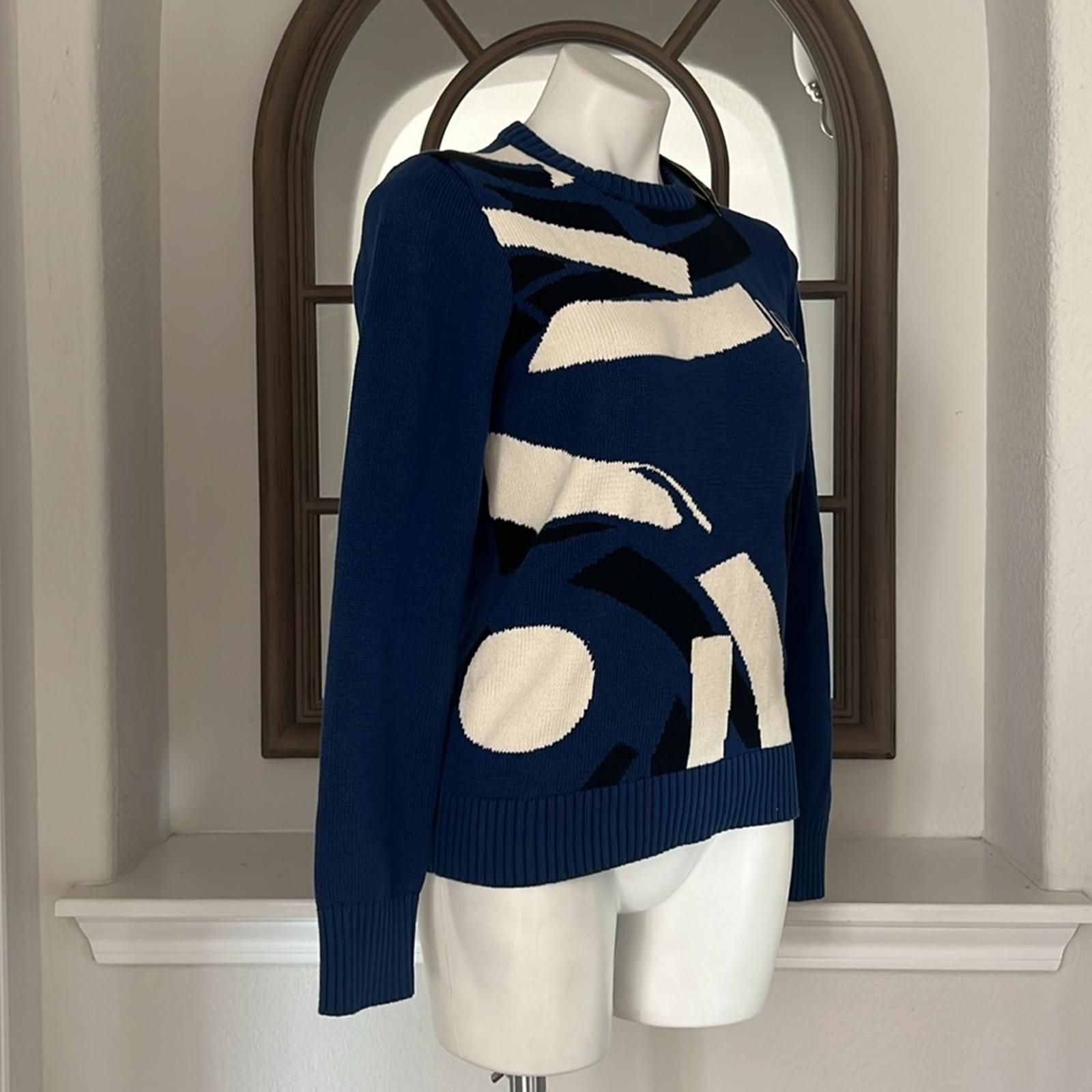 Lauren Ralph Lauren Geometric Combed Cotton Sweater, Size M New w/Tag