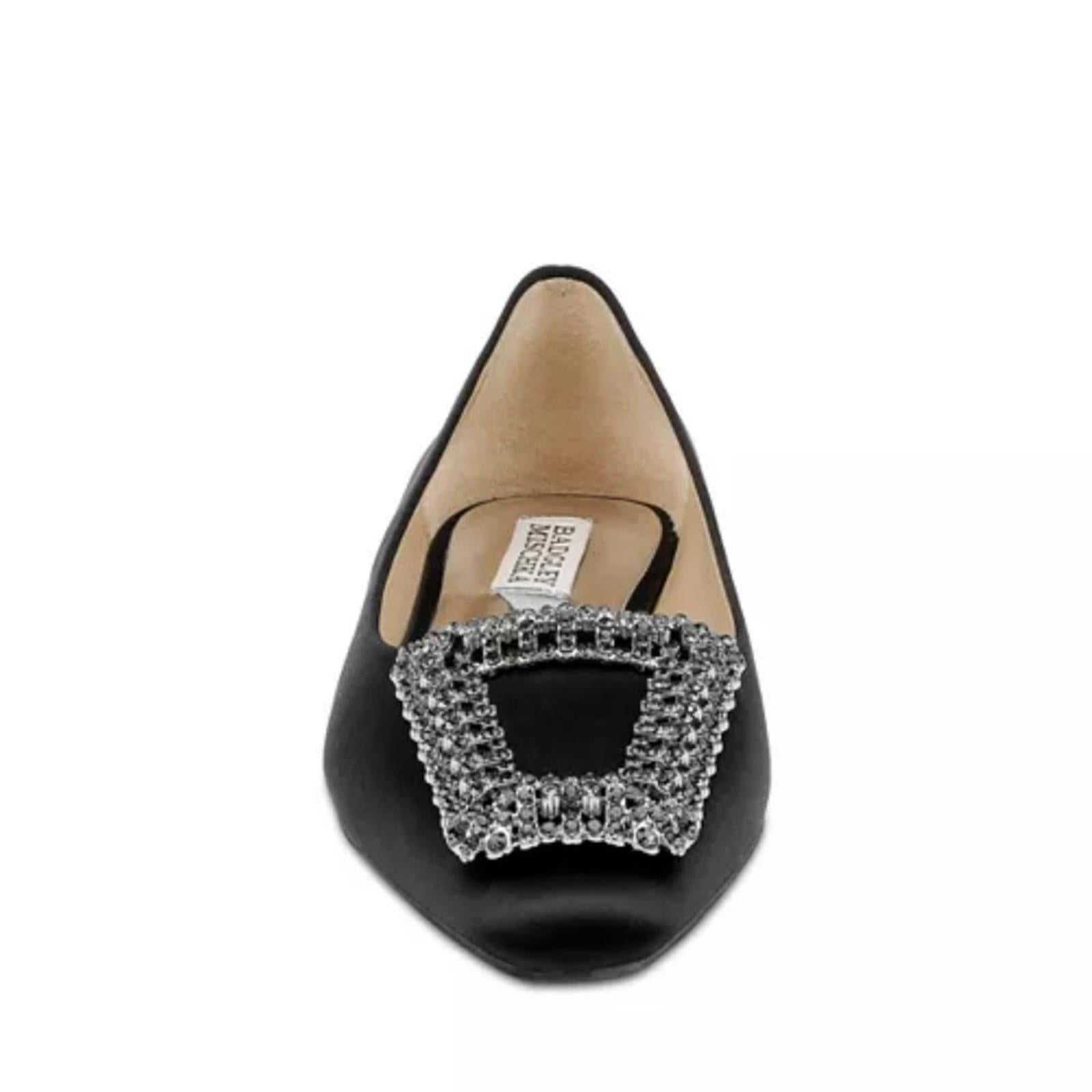 Badgley Mischka Emerie Slip On Embellished Flats Black, Size 5.5 NEW +DustBag