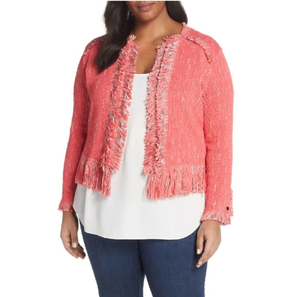 NIC+ZOE Fancy Fringe Jacket in Watermelon, Size XL New w/Tag