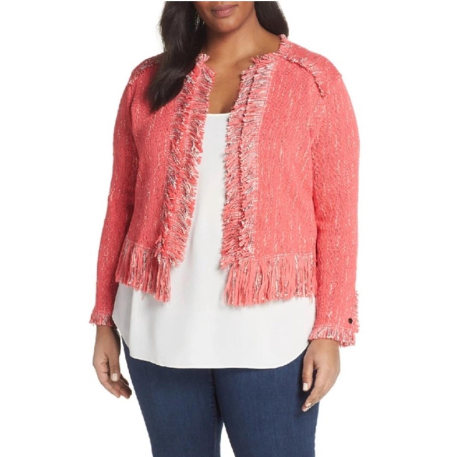 NIC+ZOE Fancy Fringe Jacket in Watermelon, Size XL New w/Tag