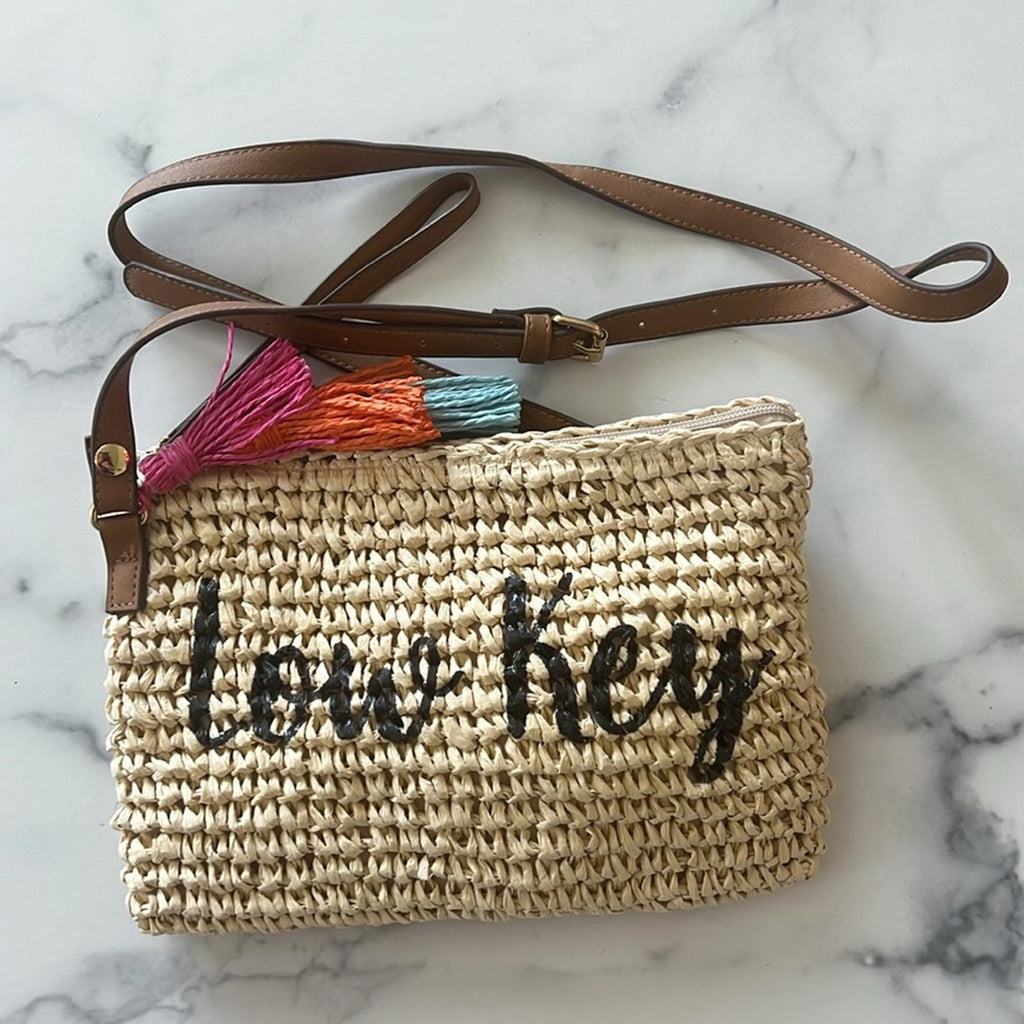 INC Straw Crossbody, Natural Straw One Size, New w/Tag