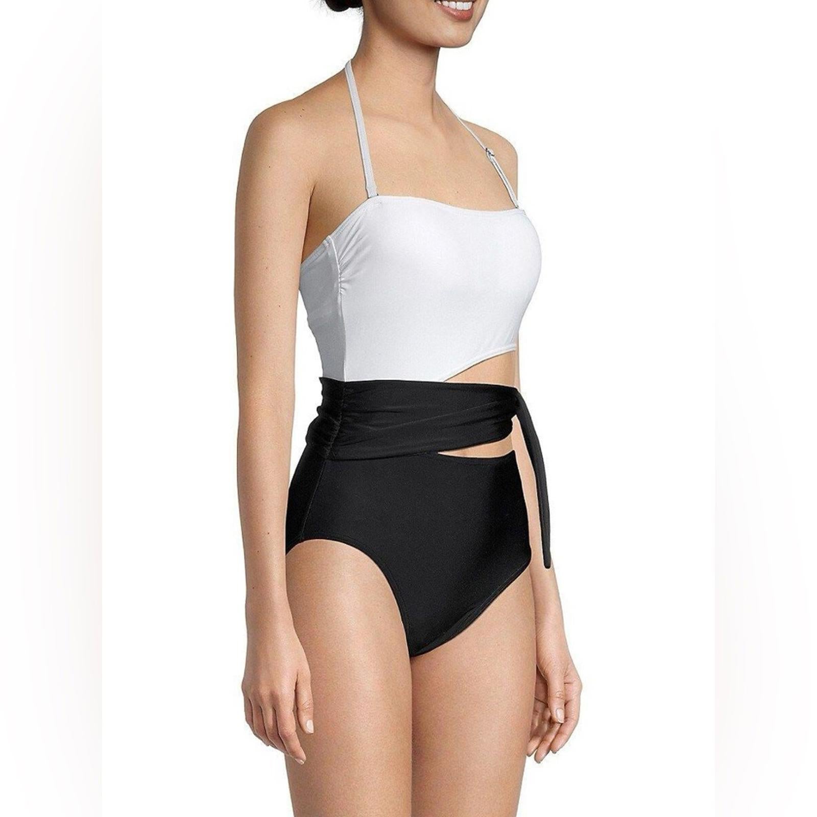 DKNY Stretch Convertible Mod. Coverage Cutout Bandeau One Piece Swimsuit Size 16