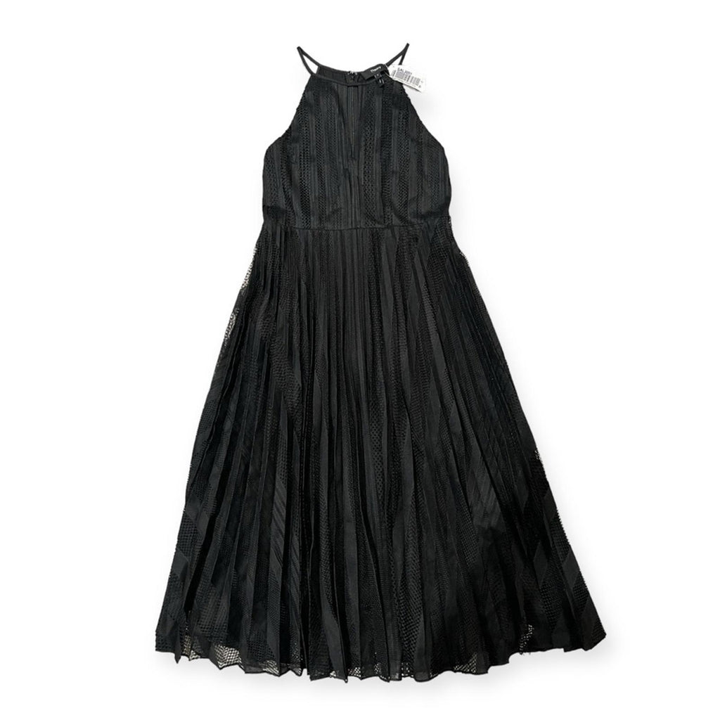 THEORY Pleated Lace Halter Midi Dress in Black, NWT, Size 2, Retail $595