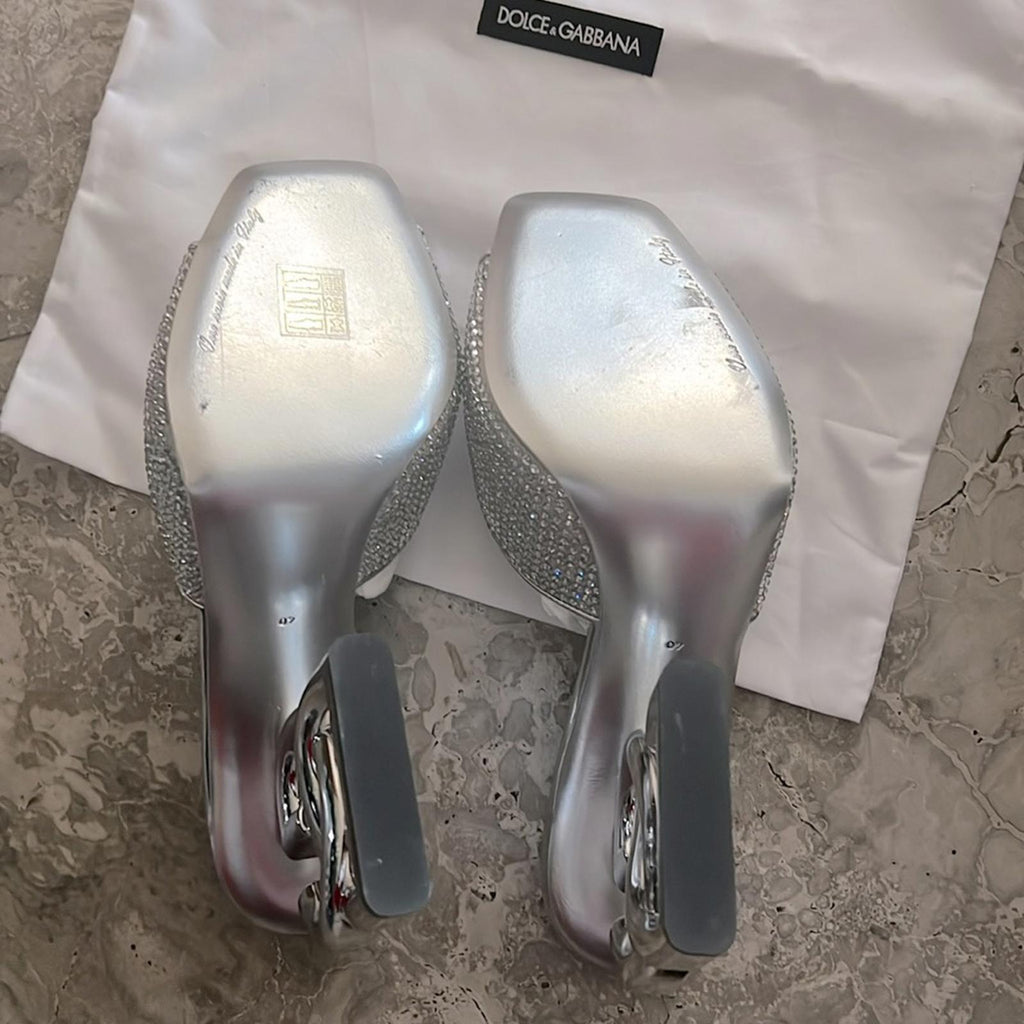 Dolce & Gabbana DG-Heel Gemstone-Embellished Mules Size 40 NEW + Box + Dust Bag