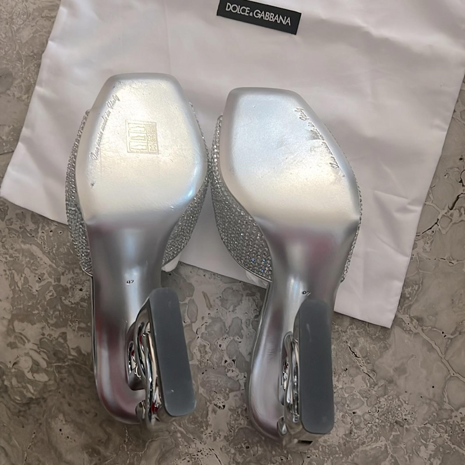 Dolce & Gabbana DG-Heel Gemstone-Embellished Mules Size 40 NEW + Box + Dust Bag