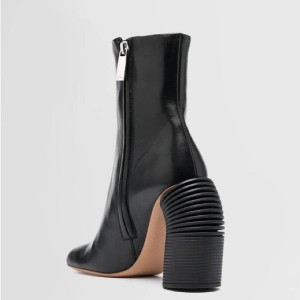 Off-White Leather Peculiar Spring High-Heeled Ankle Boots in Black, NEW, Size 38