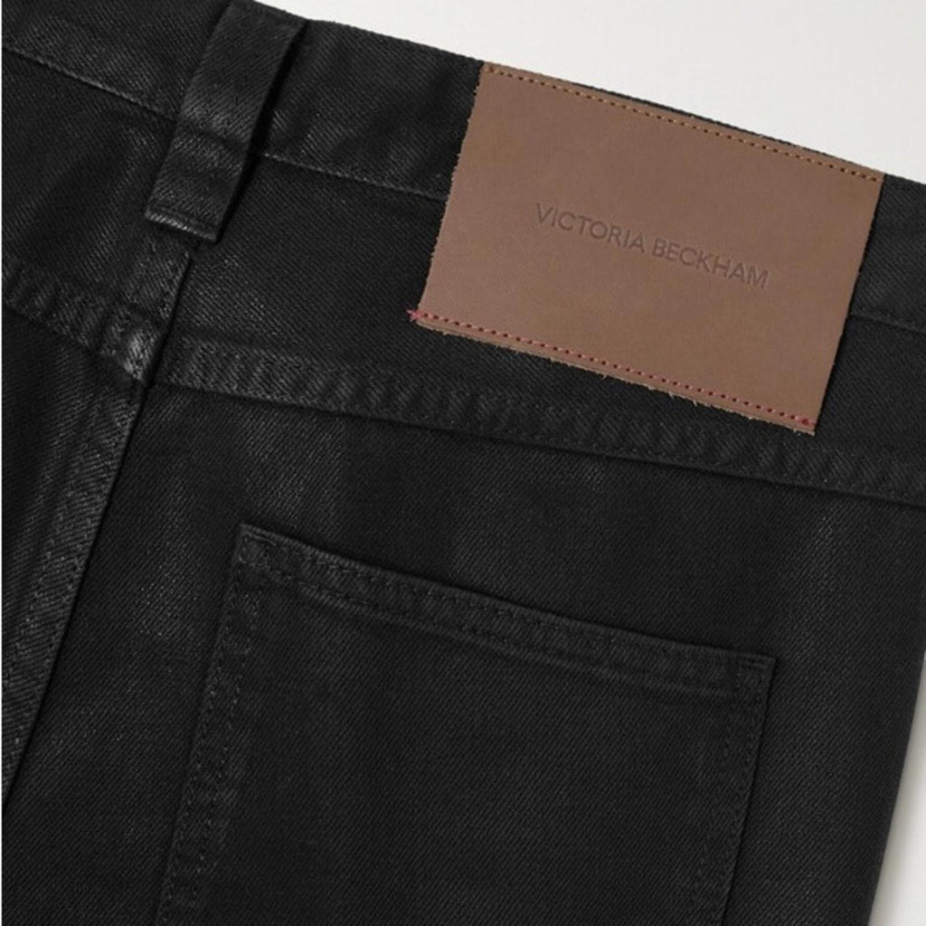 Victoria Beckham Edie Coated High-Rise Flared Jeans in Black, NWT, UK Size 26