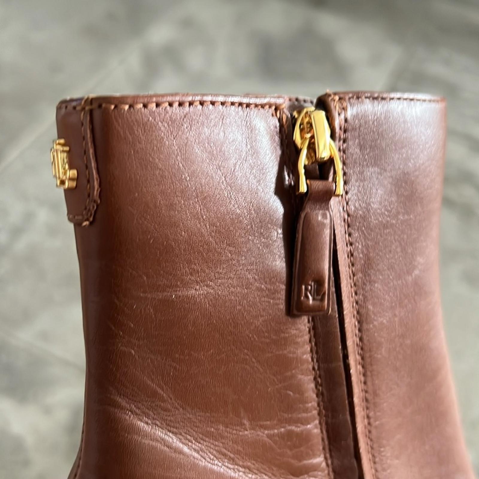 Lauren Ralph Lauren Willa Elegant Tan Leather Ankle Boots, Size 6/36.5 NEW $175