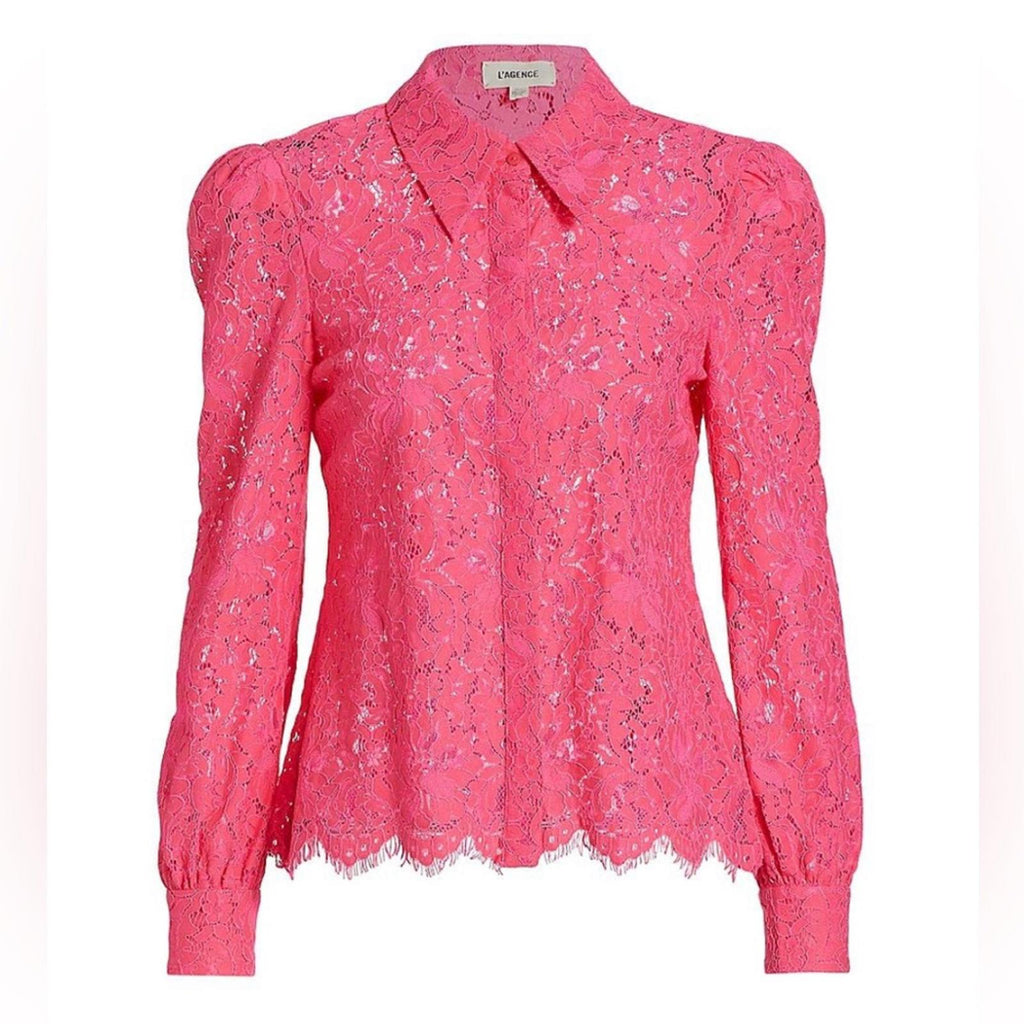 New L’Agence Jenica Lace Blouse, Pink Size XS New w/Tag