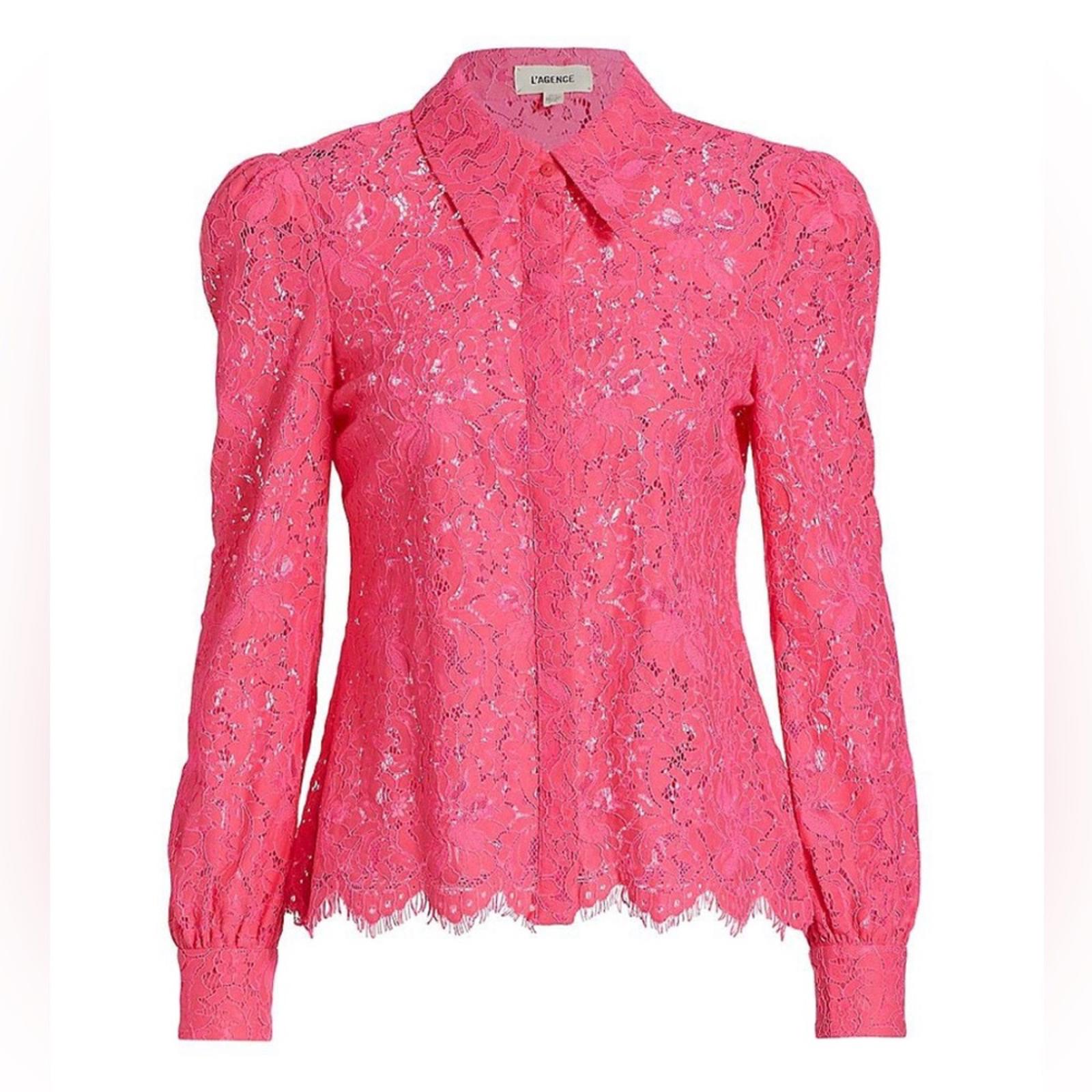 New L’Agence Jenica Lace Blouse, Pink Size XS New w/Tag