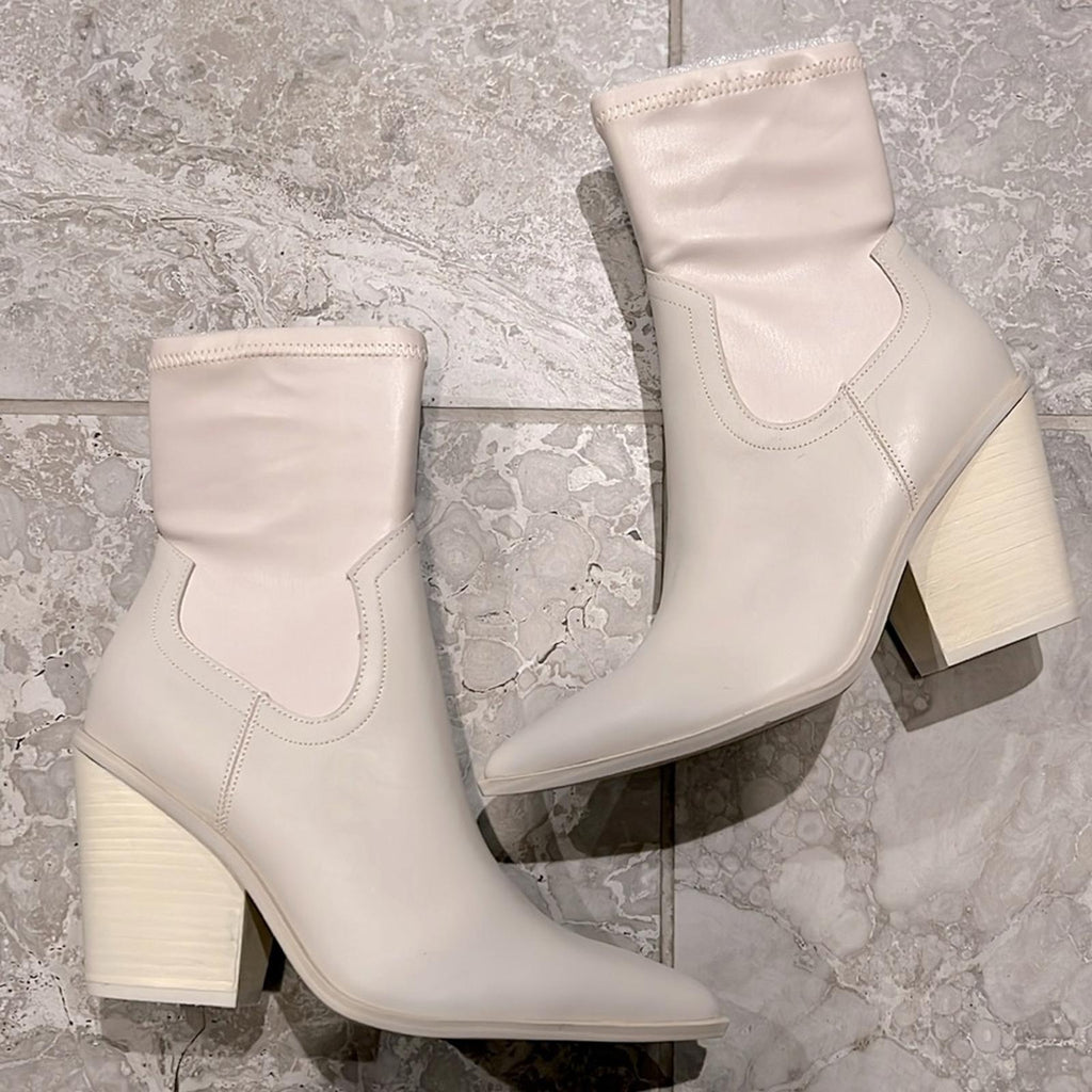 Steve Madden Thorn Western Boots Bone Stretch, Size 9 New in Box, Retail $140