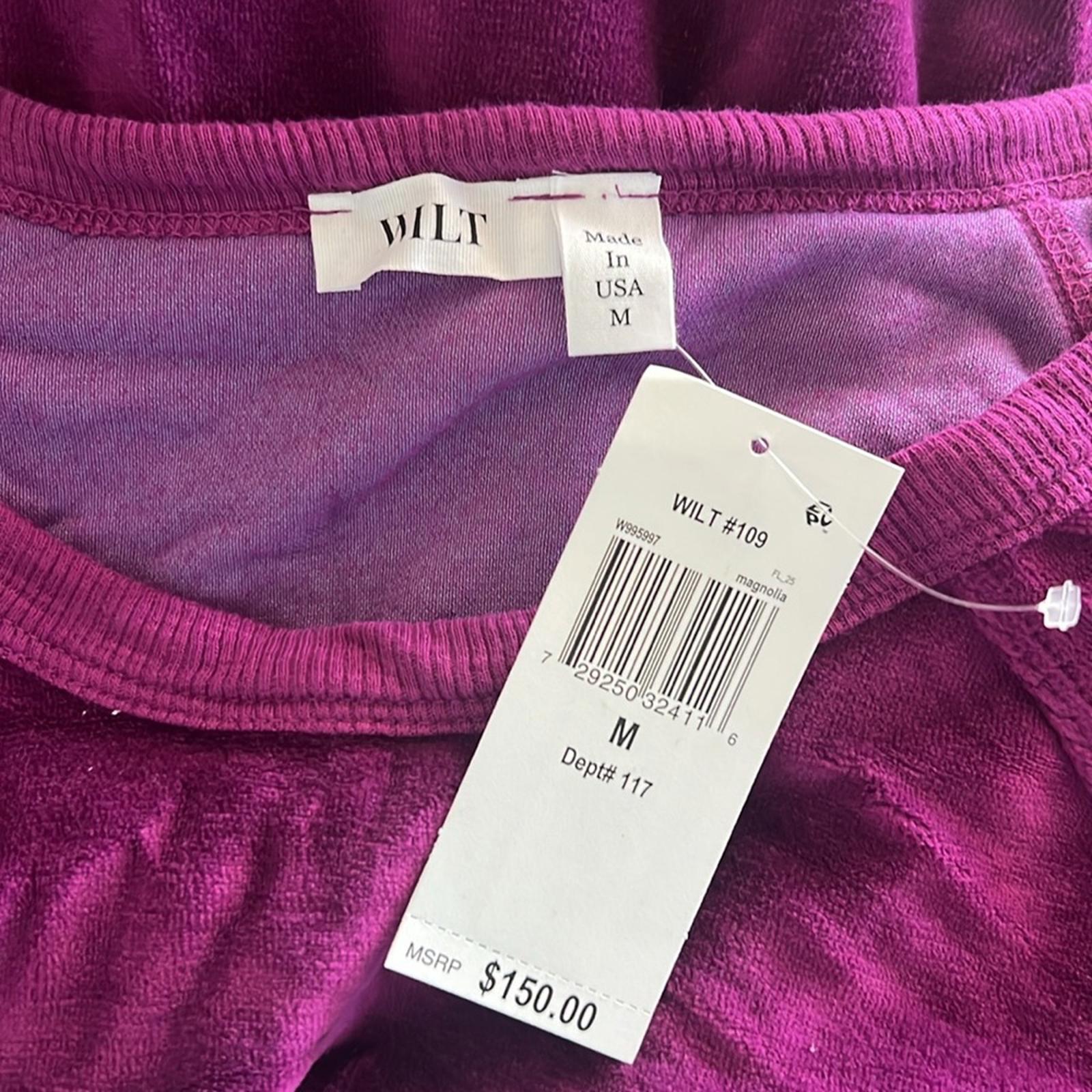 WILT Velour Raglan Sweatshirt in Magnolia Purple, Size M, New w/Tag