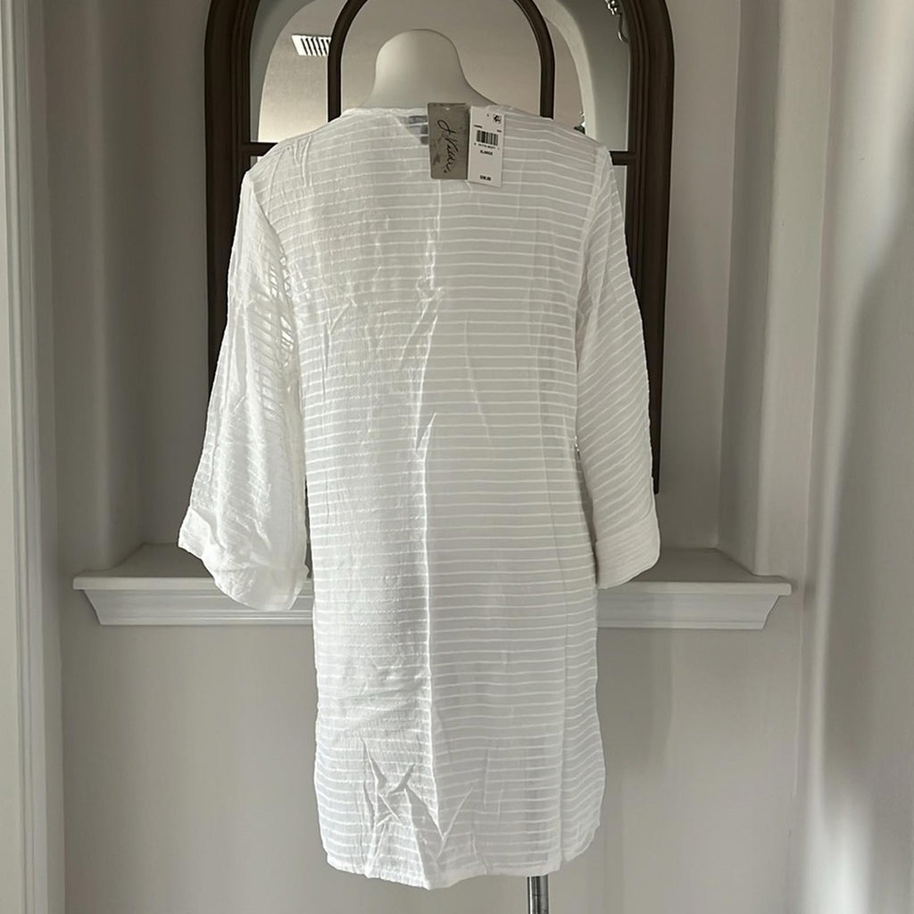 NEW J. Valdi Lace Up Shirt Swim Cover Up, White Size XL New w/Tag Retail $58