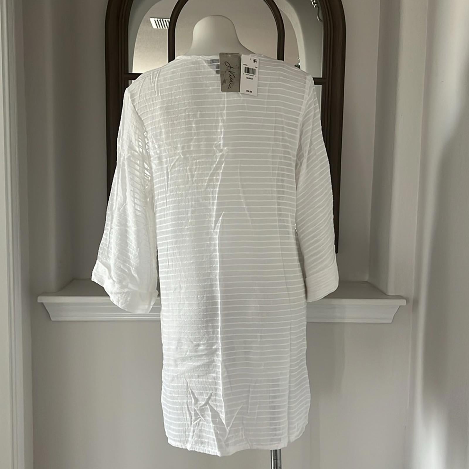 NEW J. Valdi Lace Up Shirt Swim Cover Up, White Size XL New w/Tag Retail $58
